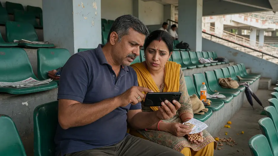Editor reviewing the latest match report at a clubhouse desk